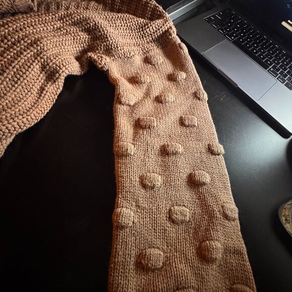 Jessica Simpson Tan Bobble Sleeve Chunky Sweater Women’s S Cozy Fall Pullover - Picture 8 of 9